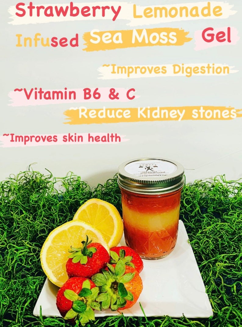 9oz Strawberry Lemonade Infused Wildcrafted Sea Moss Gel Etsy