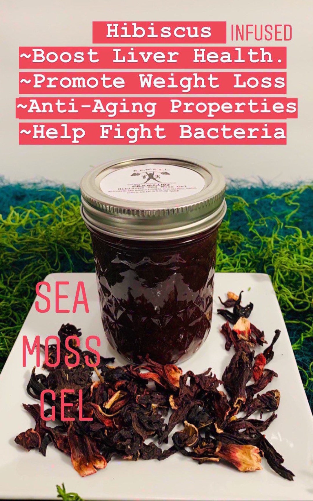 9oz Hibiscus infusé Wildcrafted Sea Moss Gel Etsy France