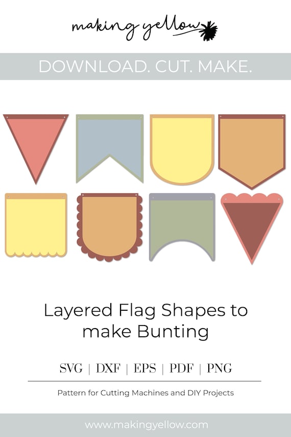 Flag Shapes for Bunting Flag Templates Scalloped Flag Etsy