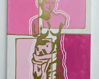 Original kleines Acrylgemälde der Venus von Milo