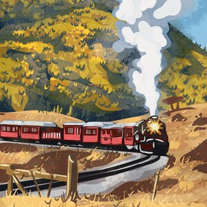 Instant Downloadable Original Train Postcard Art Print