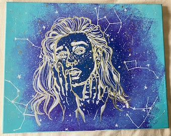 Original großes Pop Art Portrait Acrylgemälde