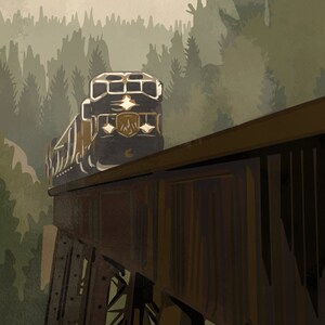 Instant Downloadable Original Train Postcard Art Print