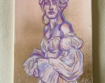 Original Medium Acryl Gemälde, ein impressionistisches Mädchen
