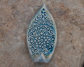 1 ceramic wall hook / turquoise glazed and patinated / boho ornament / colour: petrol green / rustic hook / height approx. 7.0 cm