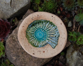 Soap dish "Fossil" in antique look patinated, sandstone look, ceramic snail soap dish soap plate insect waterer jewelry bowl