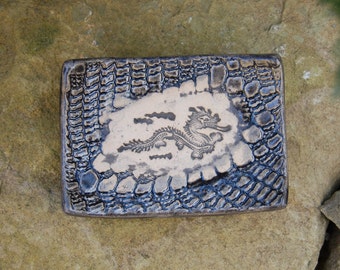 Soap dish "Dragon" in antique look patinated, ZEN, China or Japan style in anthracite ceramic soap dish soap plate jewelry bowl