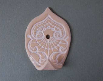 Wall hook "Samarkand" in sand-white, large hook approx. 12 x 8 cm, ceramic, kitchen bathroom vintage boho orient rustic hook no. 20