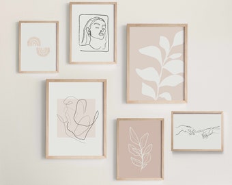 blush collection set of 6 prints | digital art instant download | printable art | home decor | gallery wall | minimal art | wall art