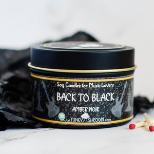 Back to Black - 5oz Soy Wax Candle - Amber Noir Candle – Amy Winehouse Gifts – Vegan Friendly Candle – Handmade Candles by Funkyshroom