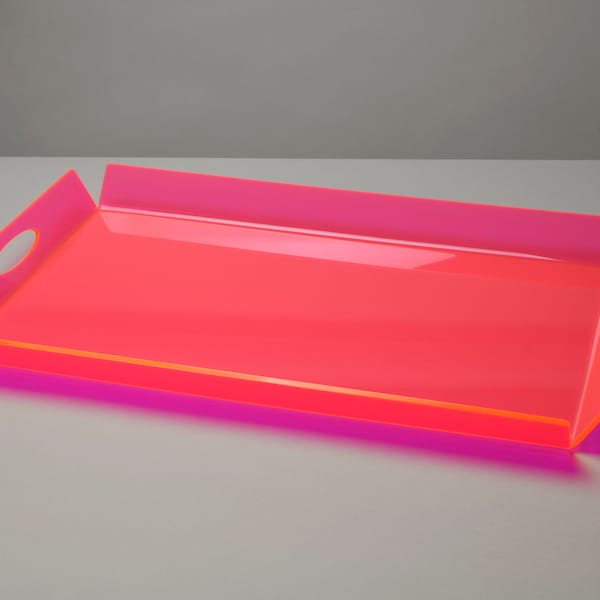 Contemporary Decorative Acrylic Rectangular "Mini" Tray - Neon Pink - Neon Green