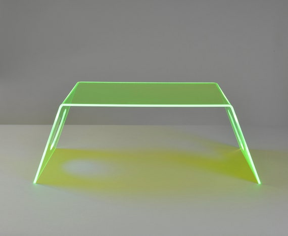Contemporary Decorative Acrylic Rectangular Large Tray Neon Pink Neon Green  Clear Frost 