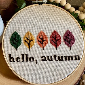 Autumn Leaves Cross Stitch Pattern