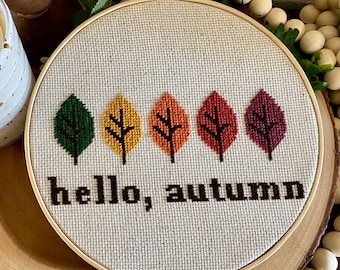Autumn Leaves Counted Cross Stitch Pattern Instant Digital PDF Download ...