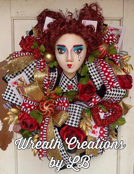 Queen of Hearts Wreath Alice in Wonderland Wreath Queen of Etsy