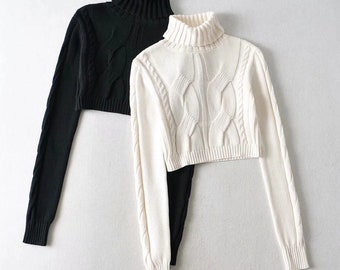 chunky cropped knit cardigan