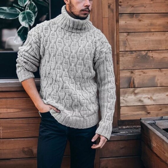 Men Cable Stitch Knit Sweater - Etsy