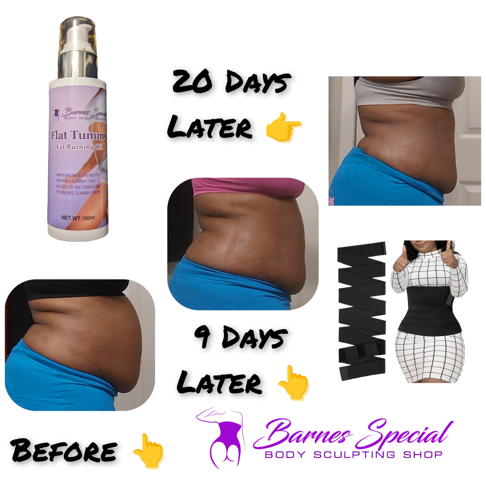 Adjustable Slimming Belly Wrap (with FREE 8oz Flatbelly Tea)