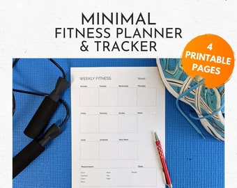 Minimal Fitness Planner & Progress Tracker | Measurement Tracker | Printable Workout Planner | Fitness Journal