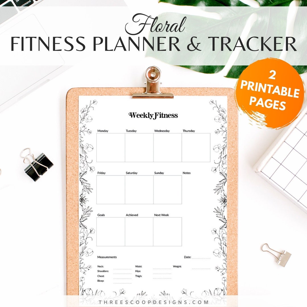 Floral Fitness Planner & Tracker Weekly Fitness Planner Etsy