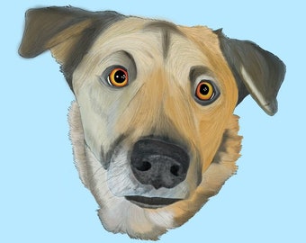 Pet Portrait- Digital Drawing on Poster and Canvas