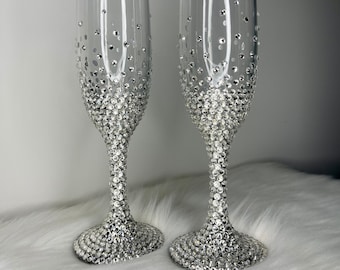Ombre Strass Champagnerglas • Bling Champagner Flöte