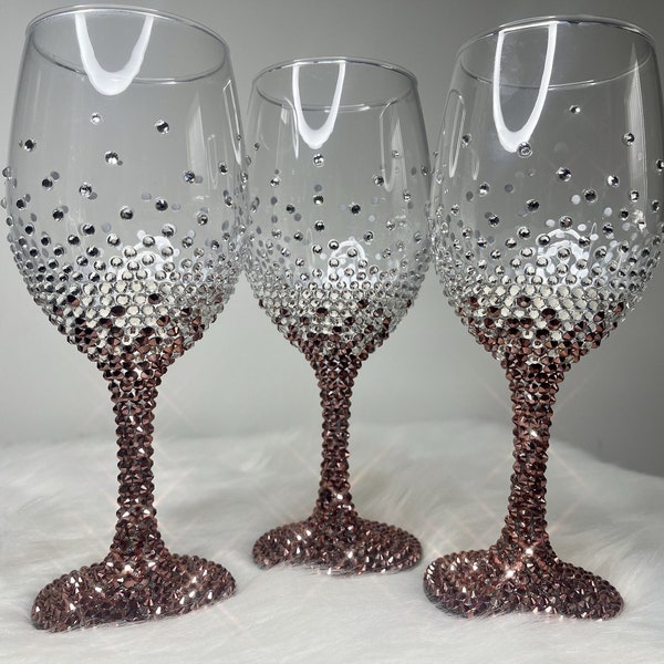 Rhinestone Stem Wine Glass