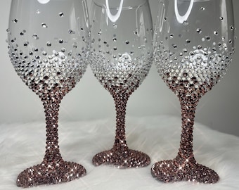 Rhinestone Stem Wine Glass
