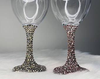 Handgefertigtes Strass Stem Weinglas • Bling Kristallglas