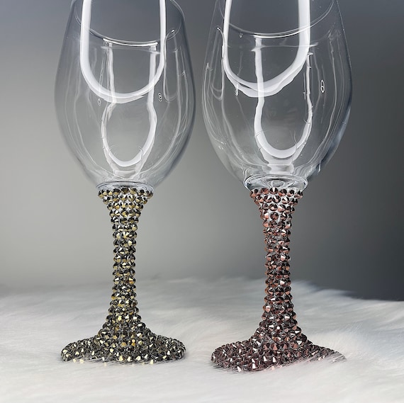 Handmade Rhinestone Stem Wine Glass  Bling Crystal Glass - Etsy Israel