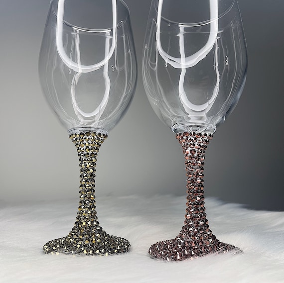 Rhinestone Stem Wine Glass 