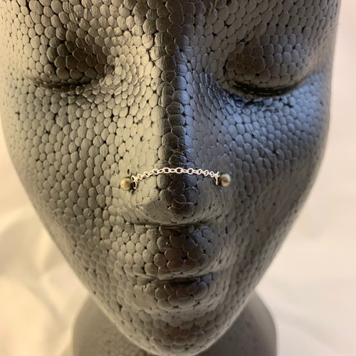 Silver nose ring with chain Clearance
