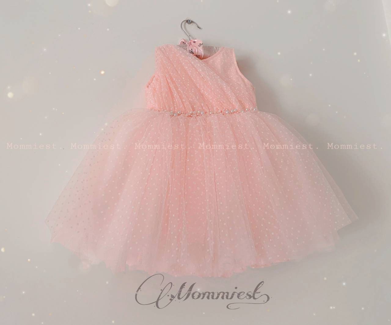 Pink Lace Polka Dot Baby Dress Tulle Baby Dress 1st Birthday Etsy