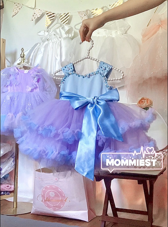 Blue lavender shade ball gown baby girl dress, flower girl, wedding baby dress, special occasion, 1st birthday baby dress, baby photoshoot Blue lavender shade ball gown baby girl dress, flower girl, wedding baby dress, special occasion, 1st birthday baby dress, baby photoshoot