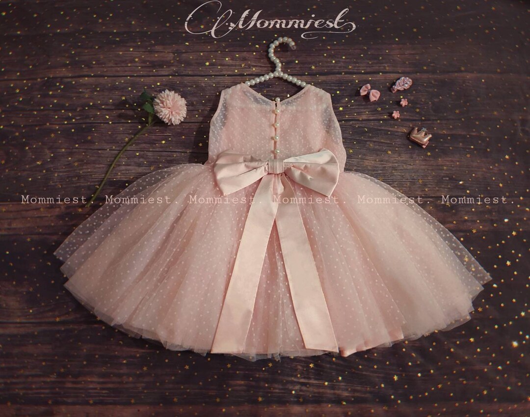 Pink Lace Polka Dot Baby Dress Tulle Baby Dress 1st Birthday Etsy