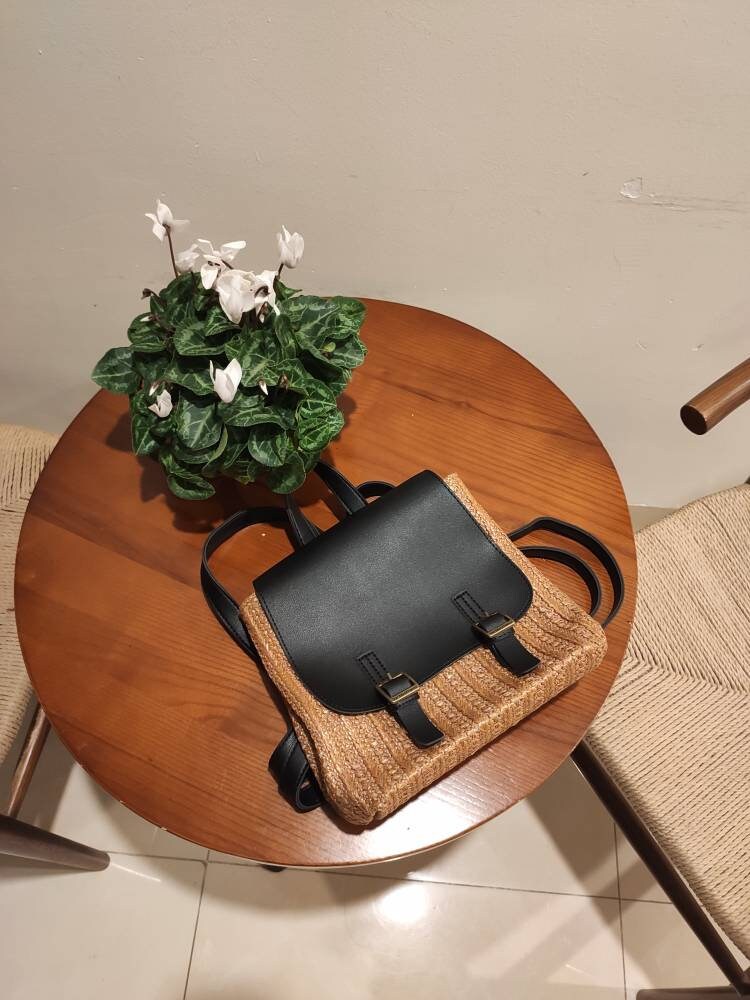 straw mini backpack