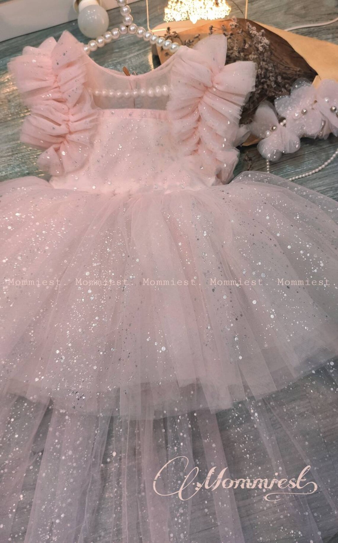 High Neck Baby Pink Dress main image 0