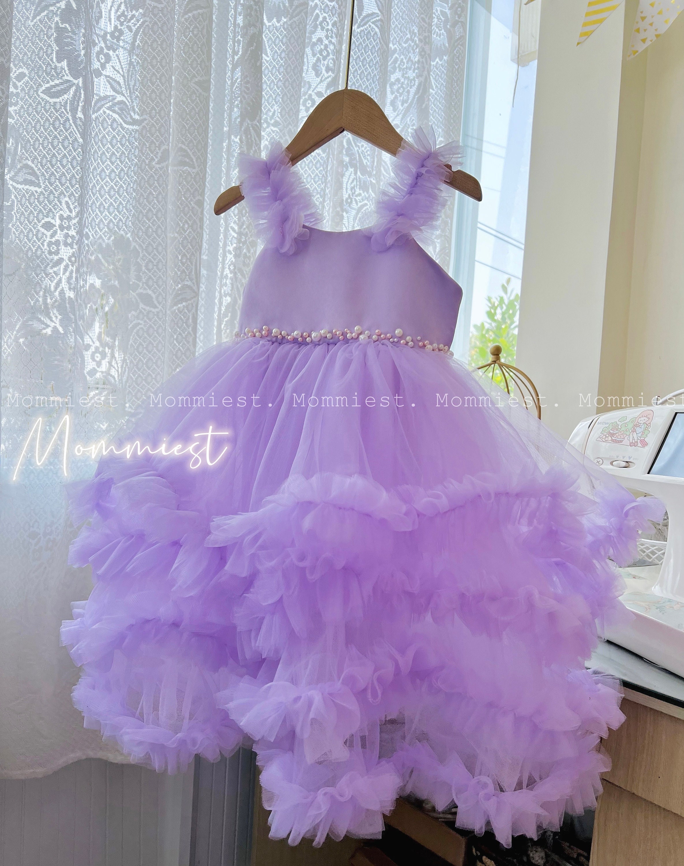 Purple Tulle Baby Girl Dress, Toddler Photoshoot Dress, Baby Purple Party  Dress, Toddler Girl Puffy Dress, 1st Birthday Girls Dress