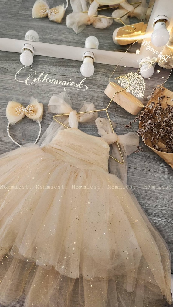 green emerald velvet dress Cute Ball Gown Gold and Ivory Flower Girl Dress – FancyVestido
