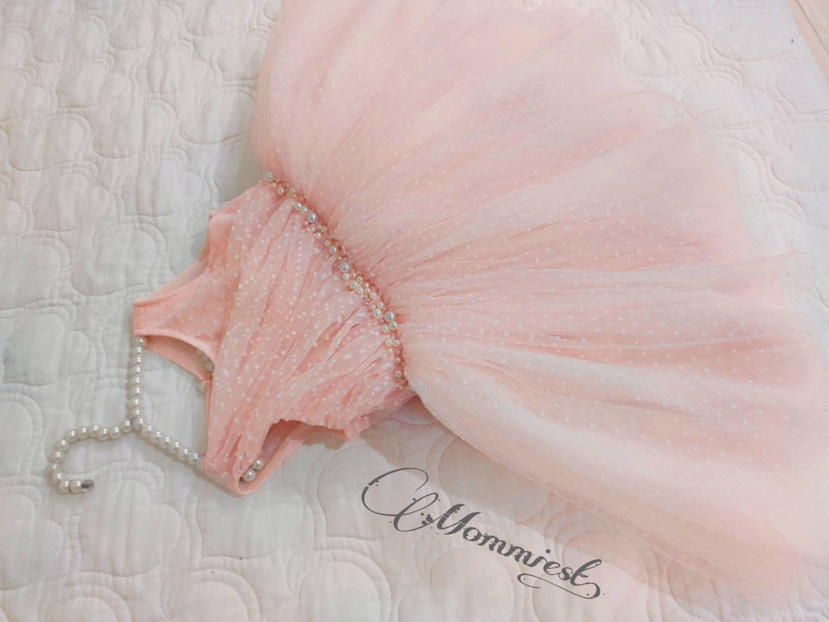 Pink lace polka dot baby dress tulle baby dress 1st birthday Etsy