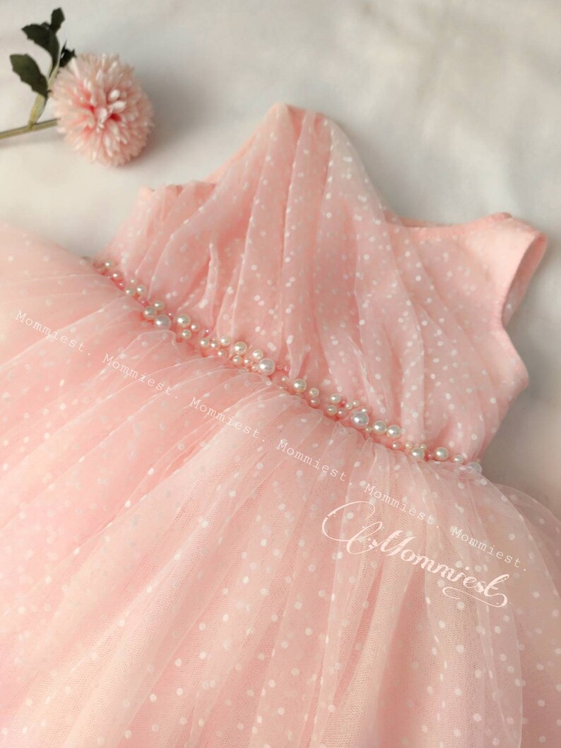 Pink Lace Polka Dot Baby Dress Tulle Baby Dress 1st Birthday Etsy