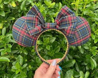 LUXURY Dark Green Tartan Ears