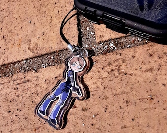 RE2R Leon Kennedy Acrylic Phone Charm - Resident Evil Phone Case Keychain Schlüsselband Anime Cute