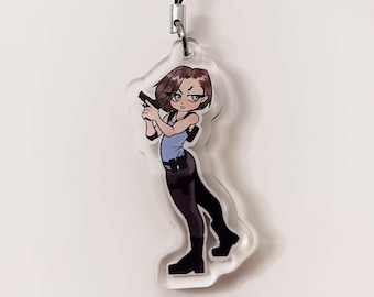 RE3R Jill Valentine Acrylic Phone Charm - Resident evil inspired Dead By Daylight Survivor DBD Lanyard Keychain