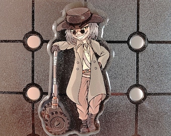RE8 Karl Heisenberg Acrylic Pin - Resident Evil Village Faux Enamel Clear Horror Villain for Ida Bag, Zombie game, Chibi