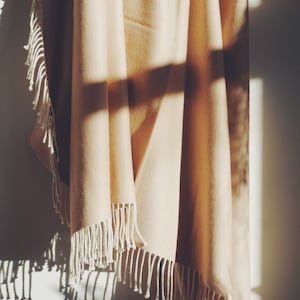 100% Luxury Alpaca Wool Blanket - Cream Blanket - Peruvian Made