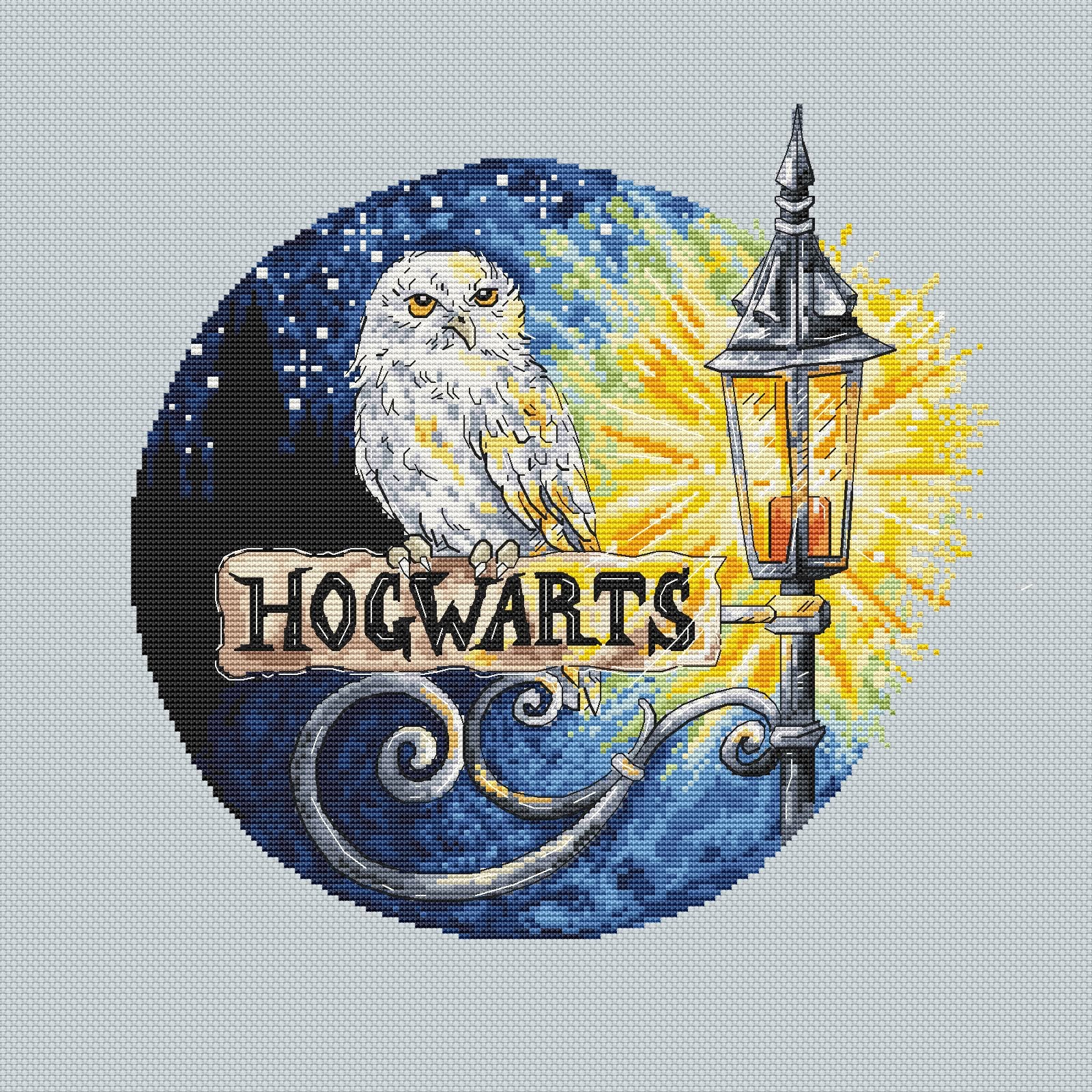 Hogwarts cross stitch pattern Harry Potter embroidery owl Etsy