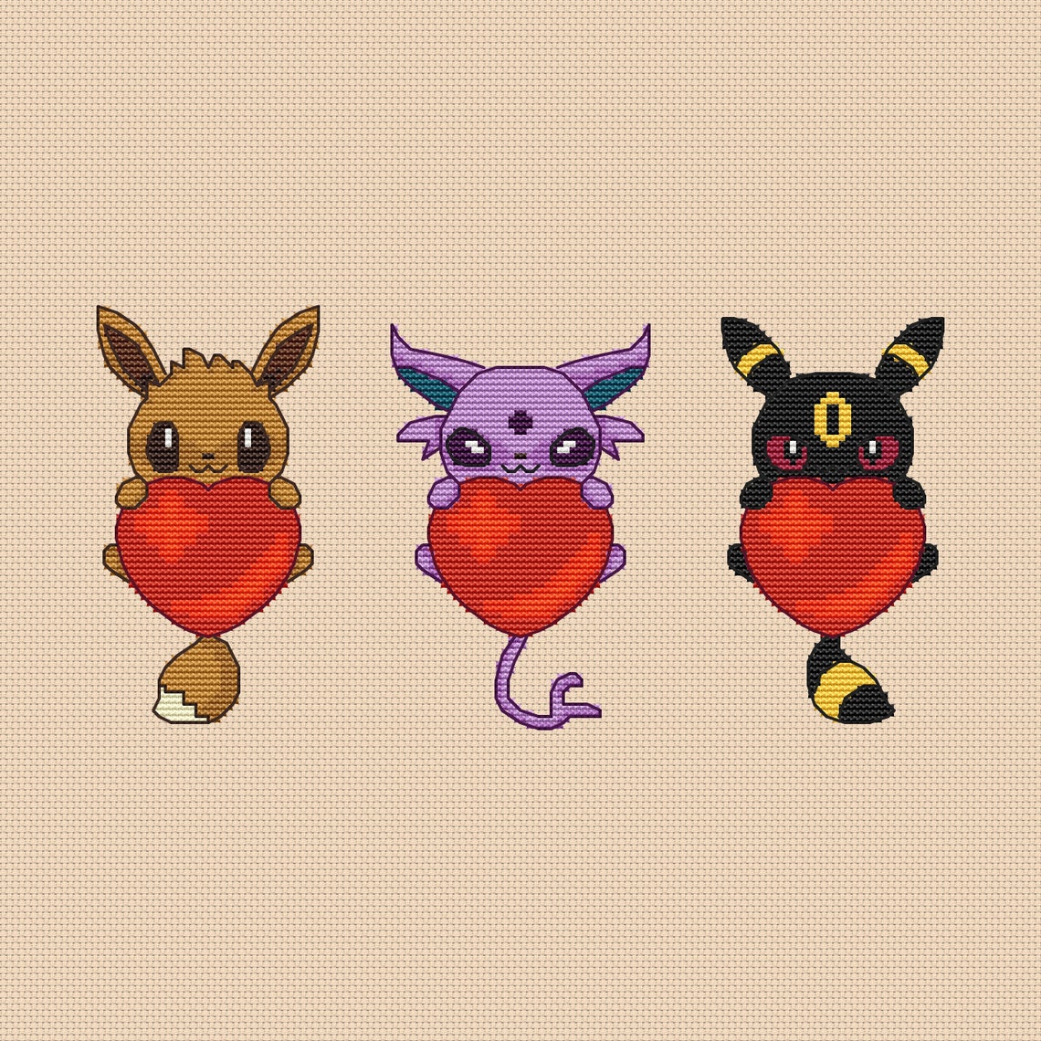 Eevee Evolution Pokemon cross stitch pattern anime Etsy