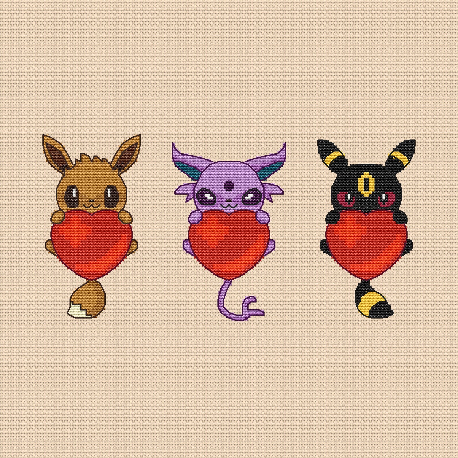 Eevee Evolution Pokemon cross stitch pattern anime Etsy