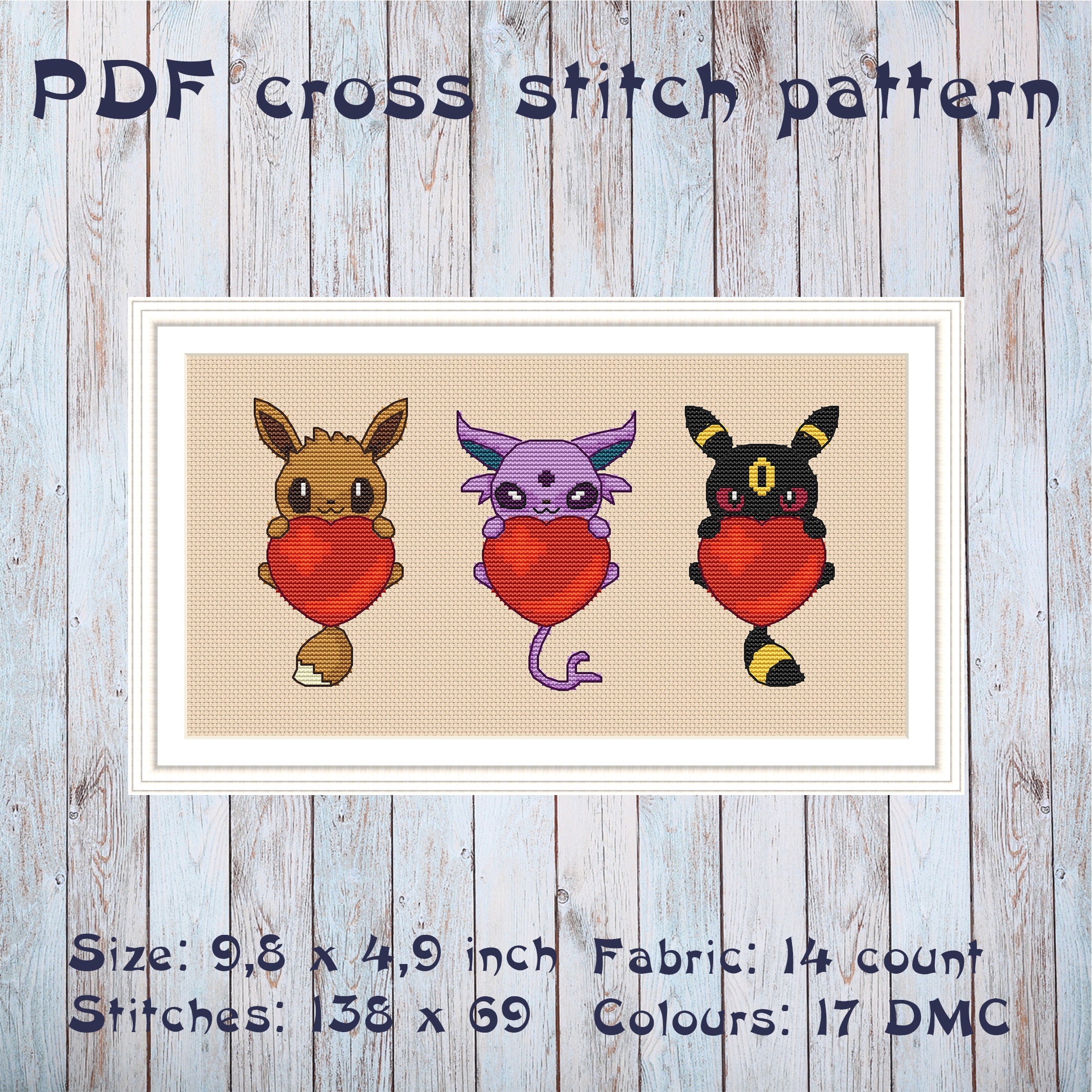 Eevee Evolution Pokemon cross stitch pattern anime Etsy